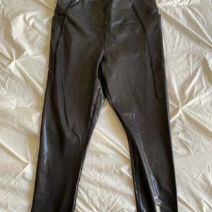 Pink Active Victoria's Secret faux leather wet look 2 side pocket leggings Large